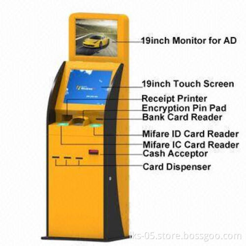 17-inch touch screen card dispenser machine kiosk with 19inch advertising monitor